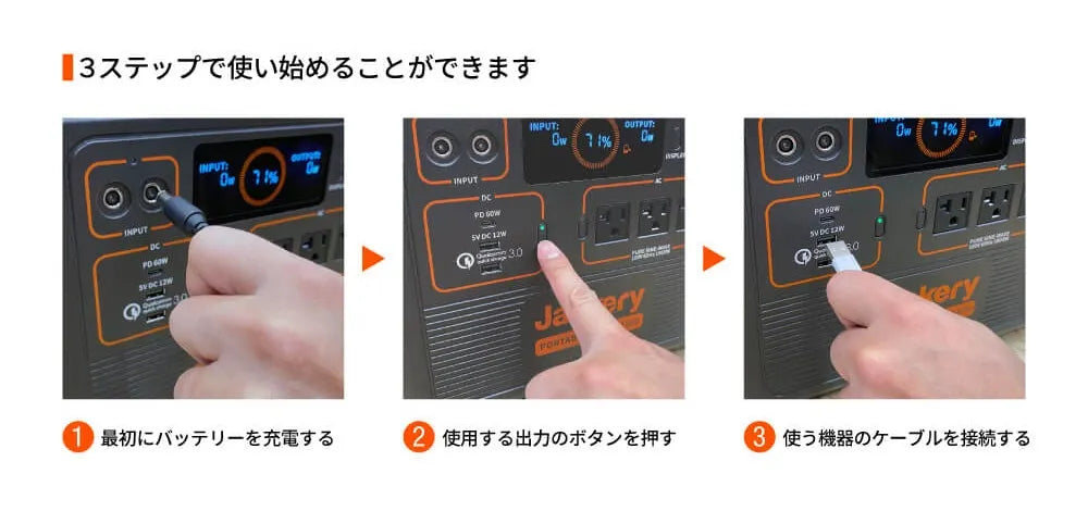 3ステップで家電に給電できる Jackery Solar Generator 400