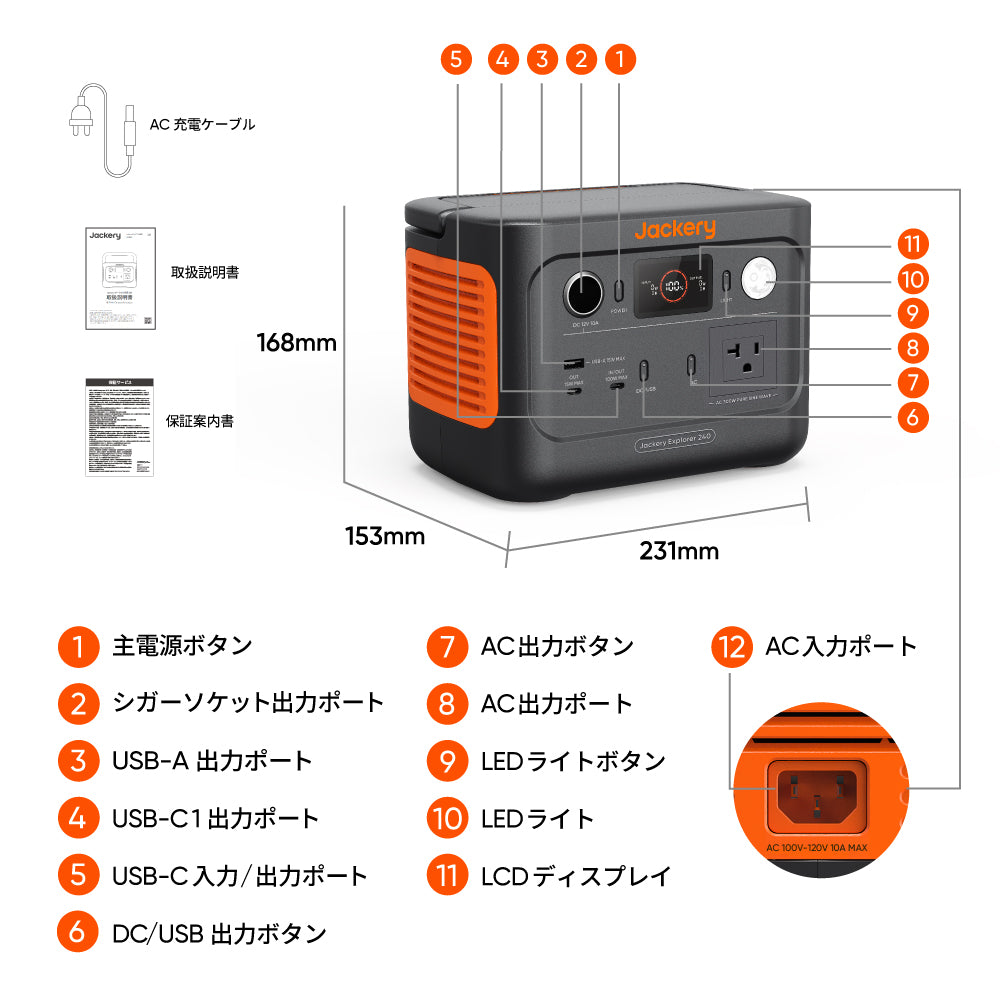 Jackery ポータブル電源 240 New｜容量240Wh・軽量コンパクト・高品質