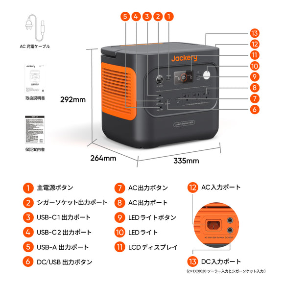 大容量ポータブル電源 1800のスペック