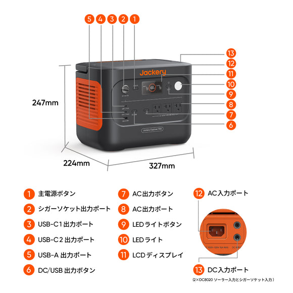 Jackery ポータブル電源 900スペック