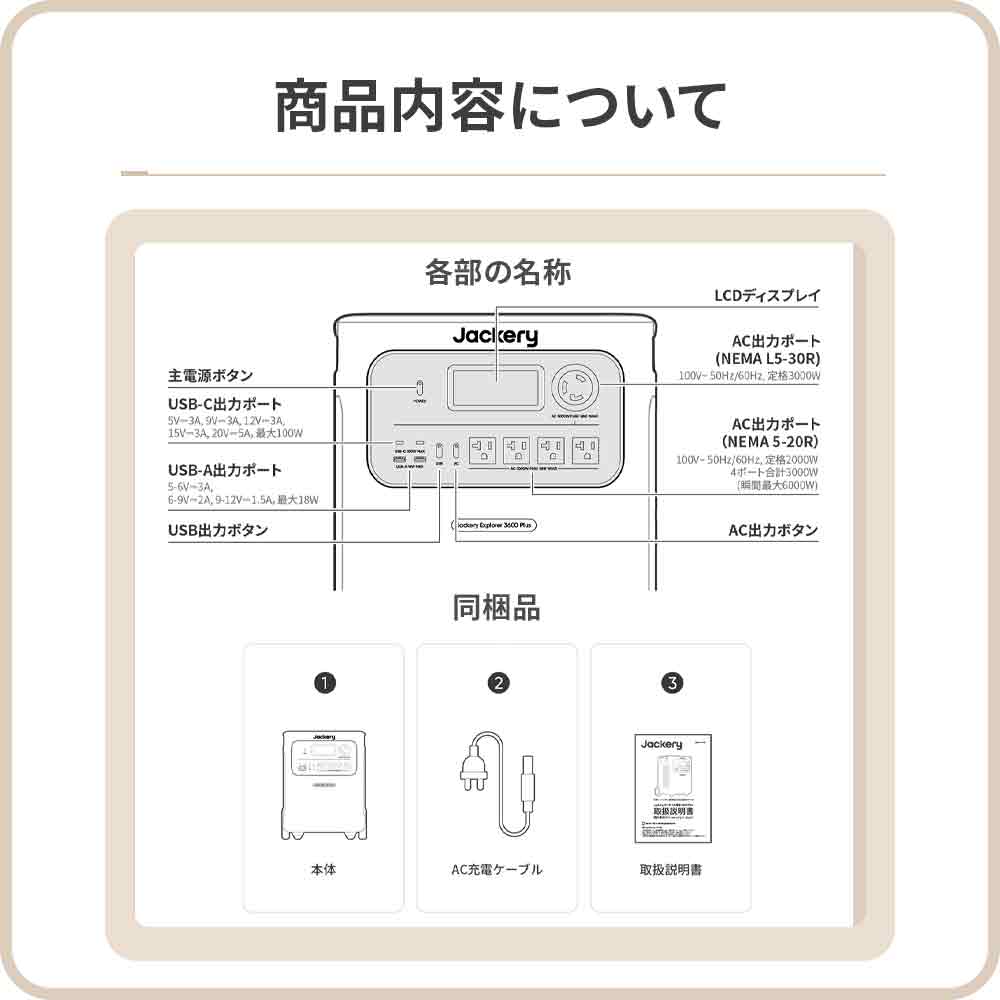 【予約販売・3月上旬順次発送】Jackery ポータブル電源 3600 Plus