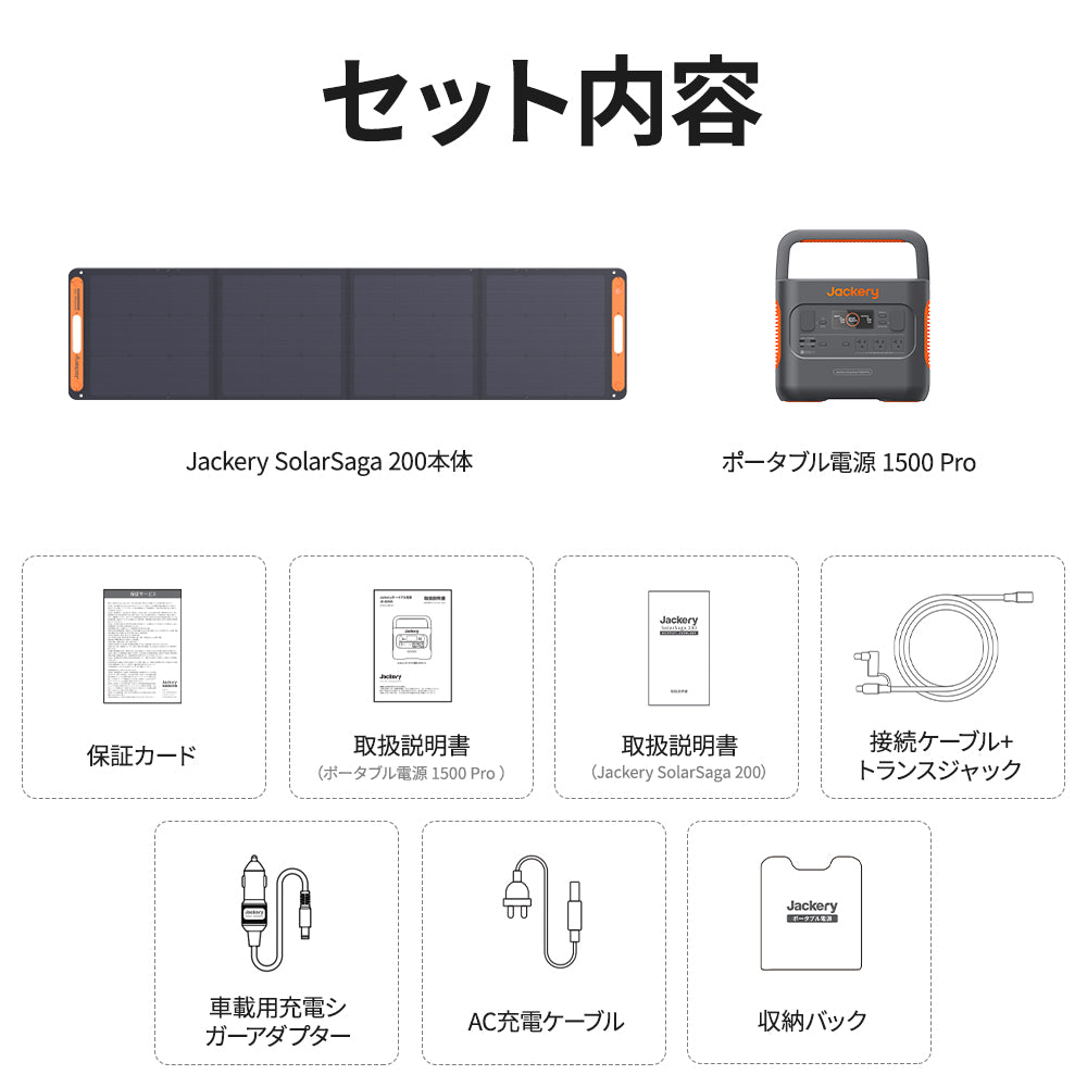 Jackery Solar Generator 1500 Pro セット内容