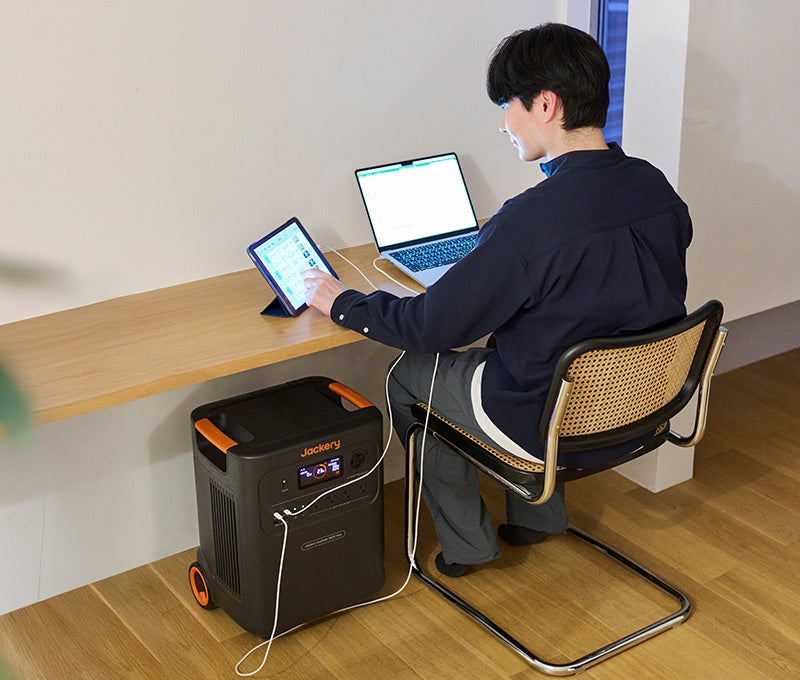 3584Whの超大容量&3,000Wの高出力で、家電が同時に動かせる