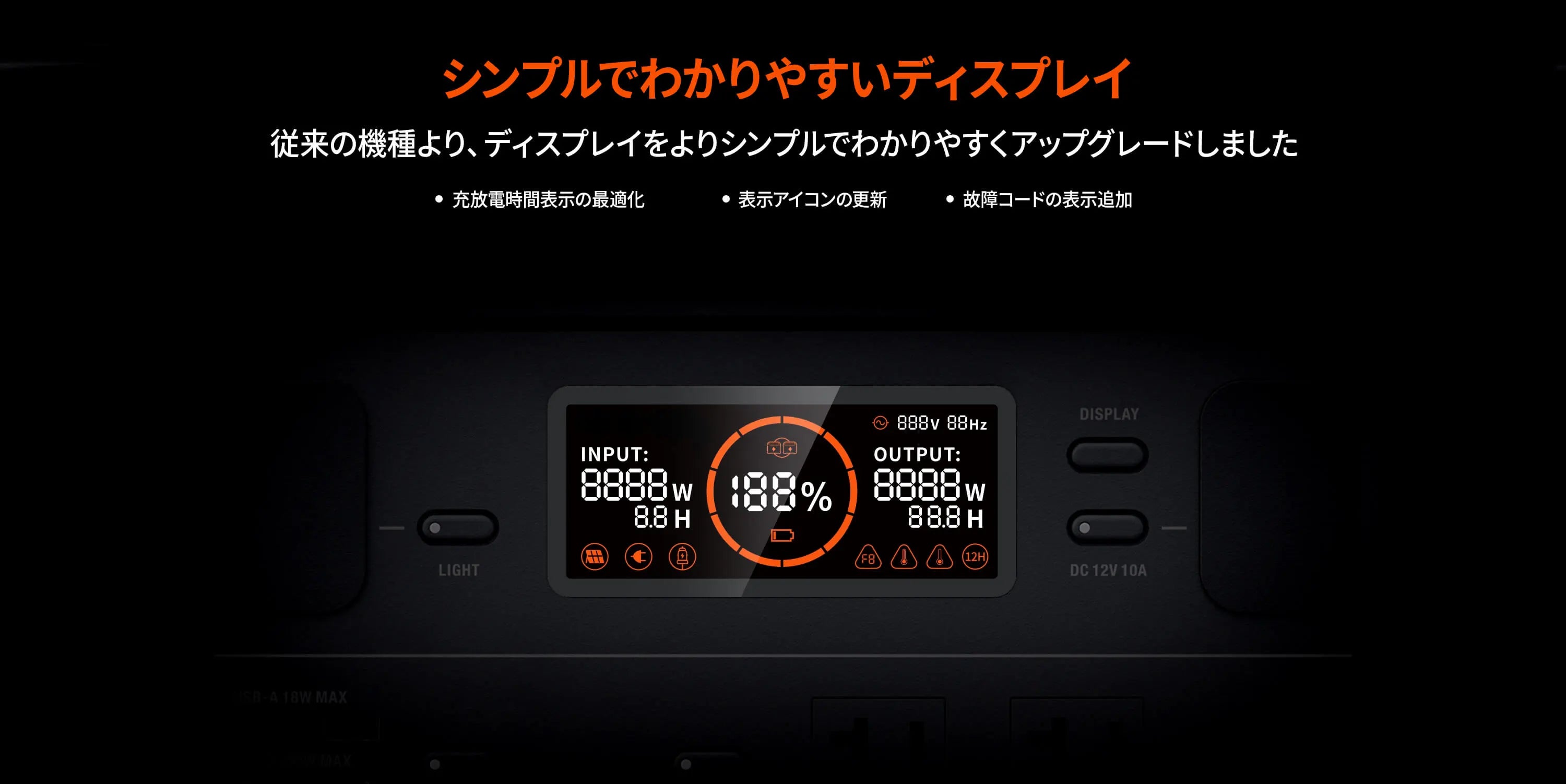 シンプルでわかりやすいディスプレイJackery Solar Generator 2000 Proポータブル電源 ソーラーパネル セット