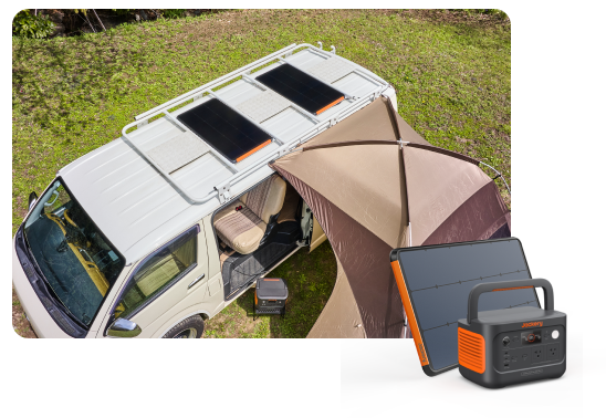 車中泊におすすめのポータブル電源:Jackery Solar Generator 600 Plus 100 Prime ポータブル電源 セット
