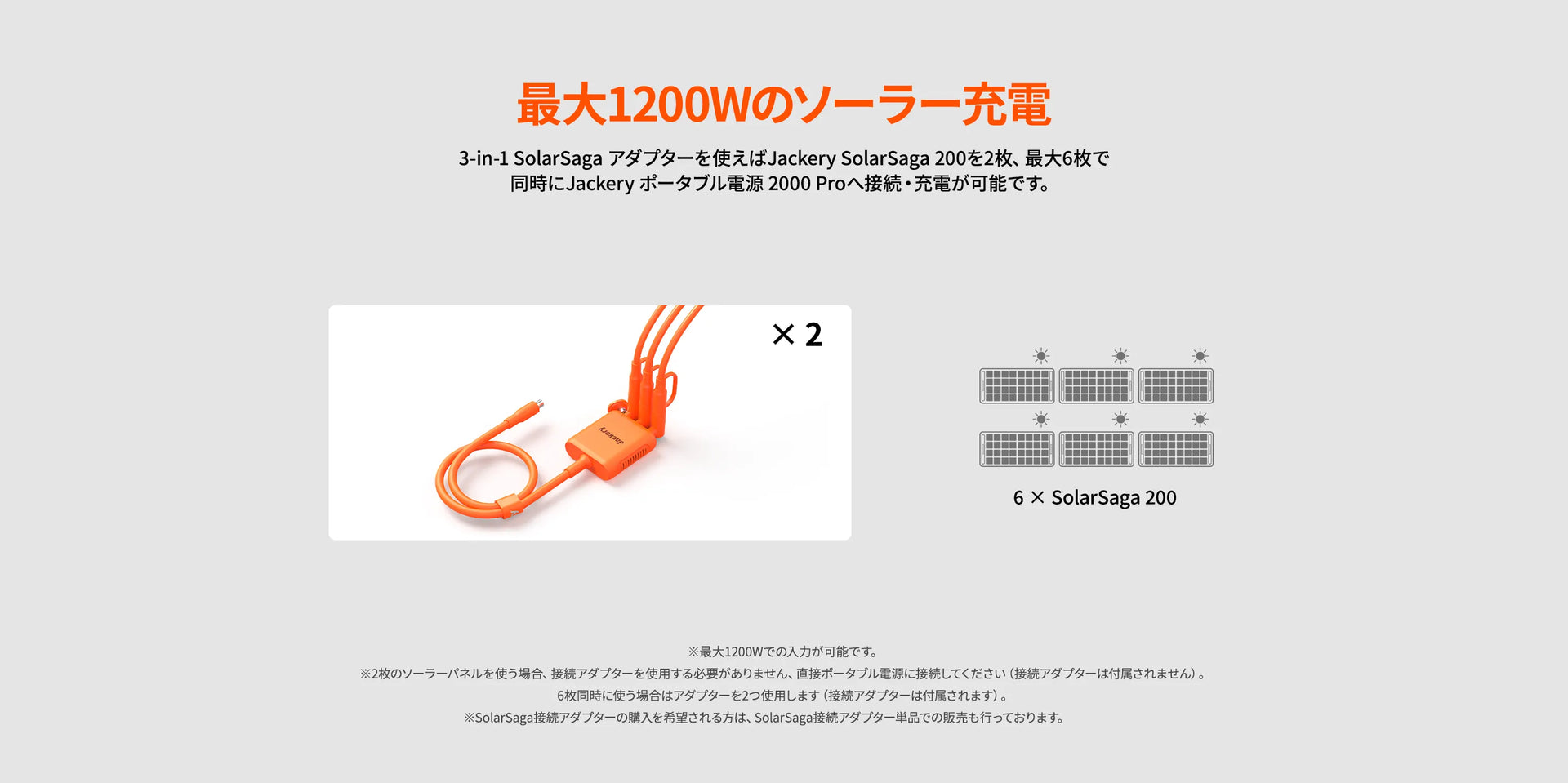 最大1200Wのソーラー充電ができるJackery Solar Generator 2000 Pro