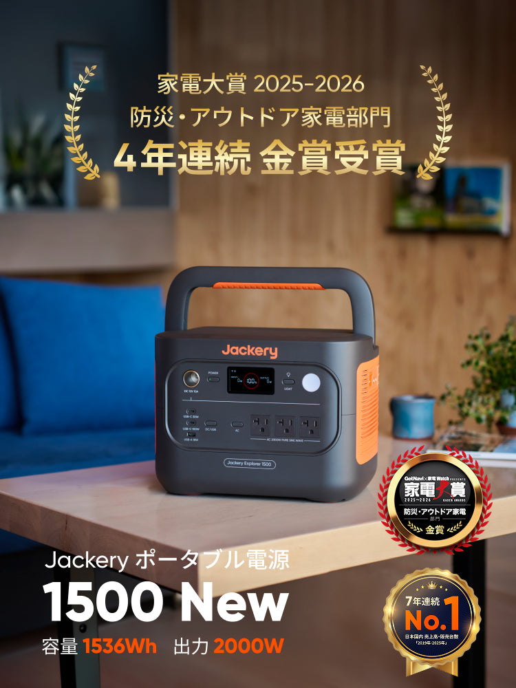 Jackeryポータブル電源 1500New