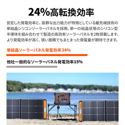 24％の高変換効率を持つJackery Solar Generator 1000 ポータブル電源 ソーラーパネル セット