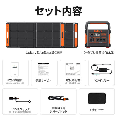 Jackery Solar Generator 1000 ポータブル電源 ソーラーパネル セットのセット内容