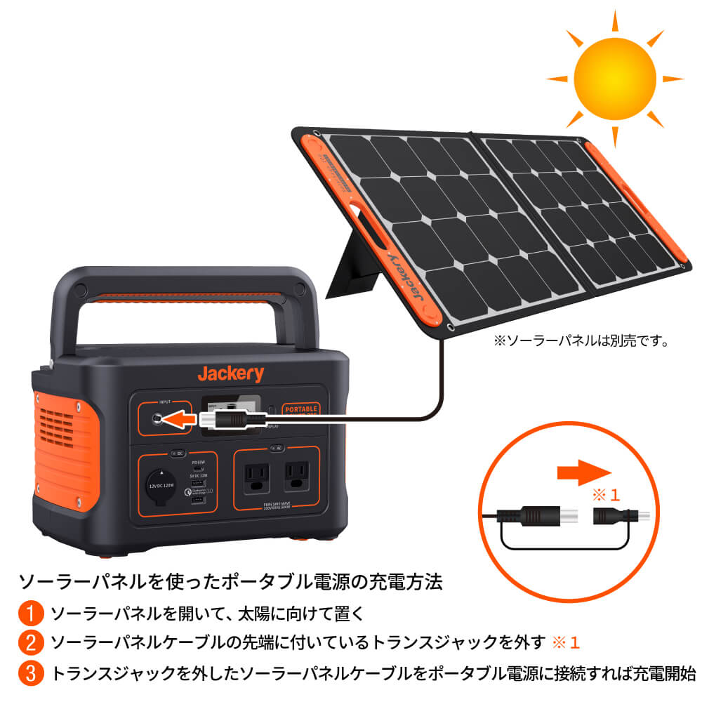 ☆未使用品☆Jackery ジャクリ ポータブル電源 708 PTB071 708Wh/500W 31.9Ah 22.2V ソーラーパネル Solar Saga 100 付きアウトドア 76452