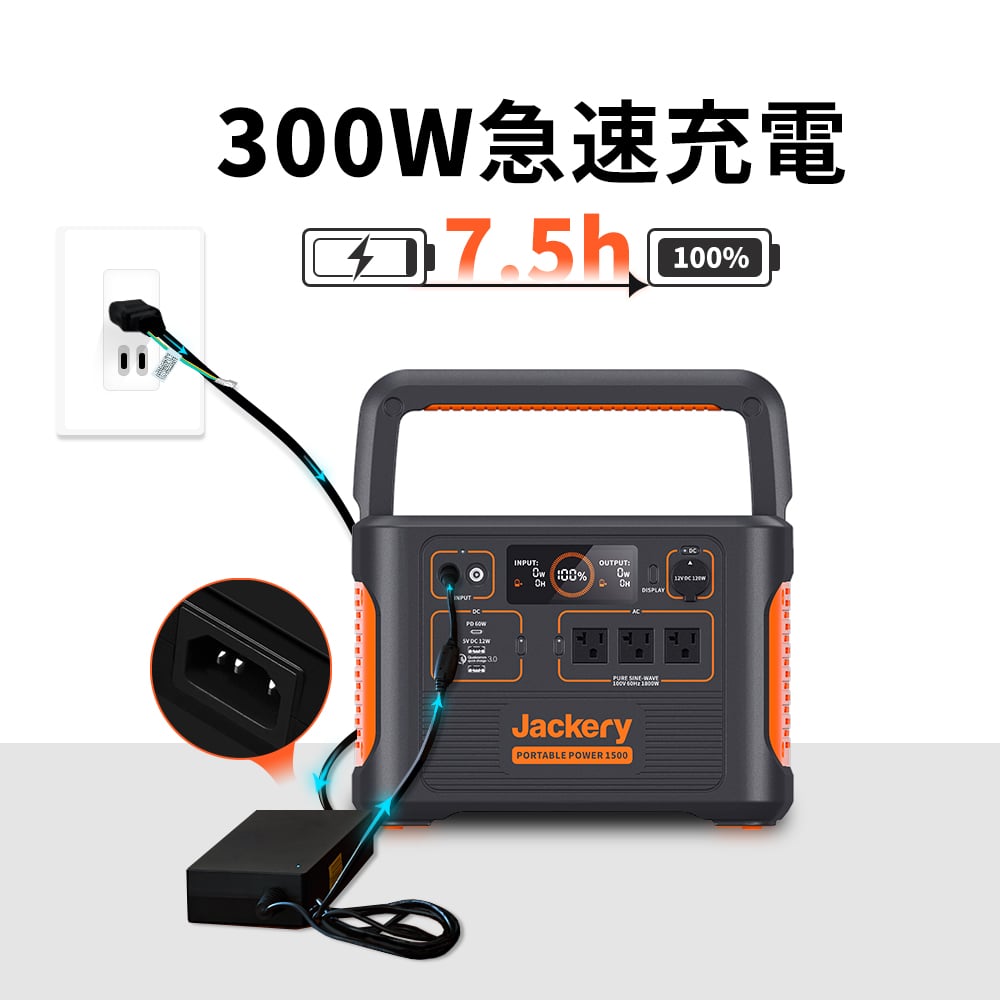 Jackery ACアダプター 300W（Jackery ポータブル電源1500「PTB152」専用） (6619928854606)